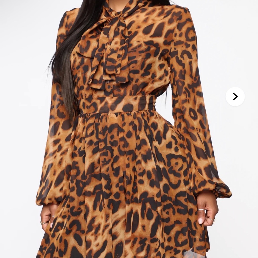 Fashion Nova Wild Print Long Sleeve Dress